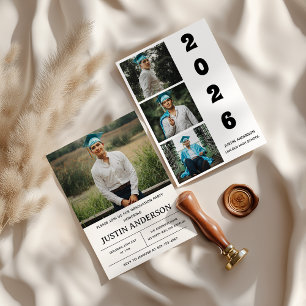 Invitation Collage photo moderne de 4 pour une fête de remise