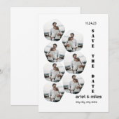 Invitation Collage photo moderne élégant blanc save the date (Devant / Derrière)