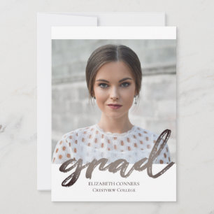 Invitation Collage photo moderne Grad Argent Script Graduatio