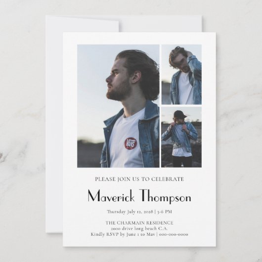 Invitation Collage photo moderne Graduation (Dos)