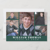 Invitation Collage photo multi-diplôme Dark Green QR Code (Devant)