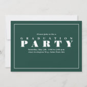 Invitation Collage photo multiple pour diplômés minimal vert  (Dos)