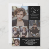 Invitation Collage photo noir et blanc chic Graduation (Dos)