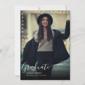 Invitation Collage photo noir et blanc moderne Graduation (Devant)