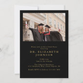 Invitation Collage photo noir et or Fête de doctorat (Dos)