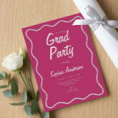 Invitation Collage photo rose moderne de canneberges diplômé