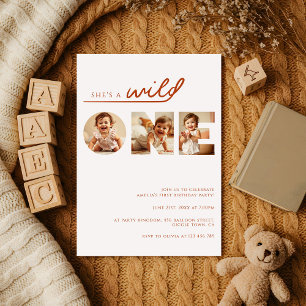 Invitation Collage photo rustique Wild One 1er anniversaire