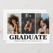 Invitation Collage photo simple Bold Graduate (Devant / Derrière)