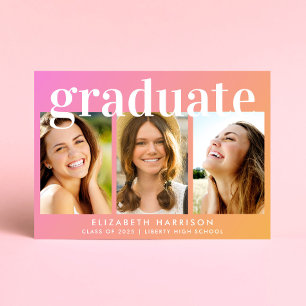 Invitation Collage photo tendance Pink Orange Graduation Part