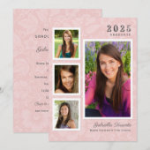 Invitation Collage photo vintage Rose Floral Graduation (Devant / Derrière)