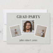 Invitation Collage Photos Tan & Black Graduation Party (Devant)