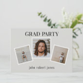 Invitation Collage Photos Tan & Black Graduation Party (Debout devant)