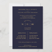 Invitation Collage Wedding 4 photos Navy Blue Trendy  (Dos)