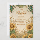 Invitation Collecte d'automne vintage de tournesol (Devant)