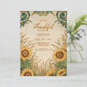 Invitation Collecte d'automne vintage de tournesol (Debout devant)