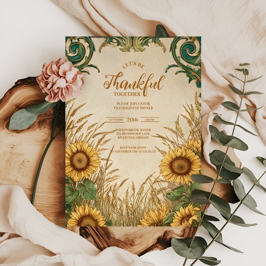 Invitation Collecte d'automne vintage de tournesol