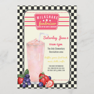 Invitation Collecte de fonds de charité PTA PTO milkshake din
