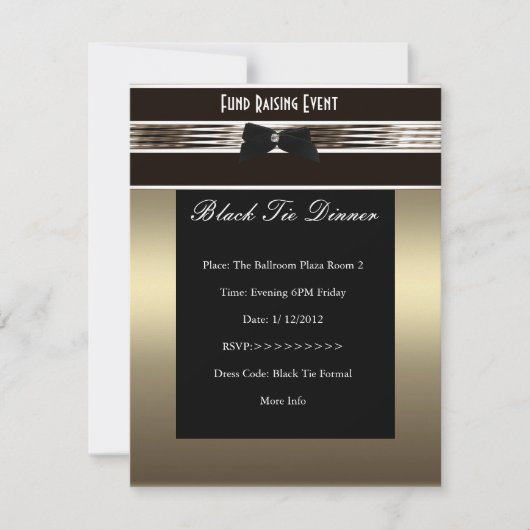 Invitation collecte de fonds Formal Black Cravate (Devant)
