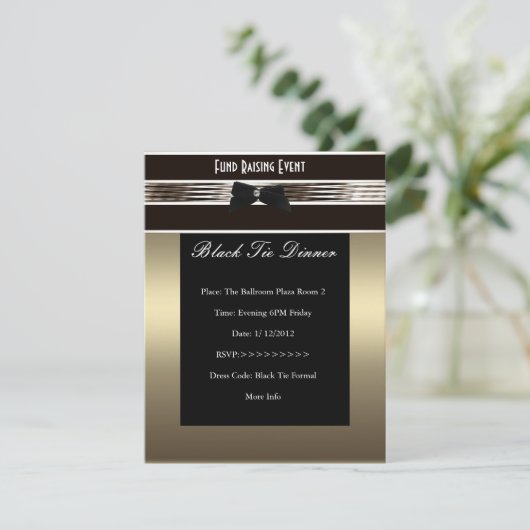 Invitation collecte de fonds Formal Black Cravate (Debout devant)