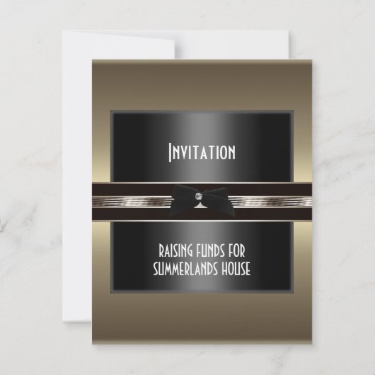 Invitation collecte de fonds Formal Black Cravate (Dos)