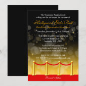 Invitation Collecte de fonds Hollywood Gold Red Carpet (Devant / Derrière)