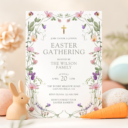 Invitation Collecte de Pâques de la Croix d'Or Fleur sauvage