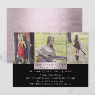 Invitation Collecte des diplômes Rose rose Blush 3 - Mot ph
