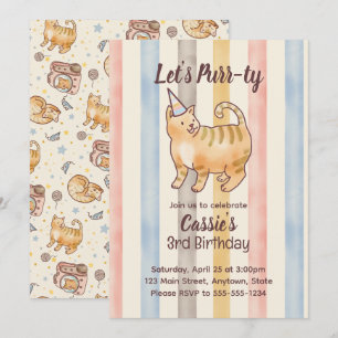Invitation Collection anniversaire de chat orange aquarelle g