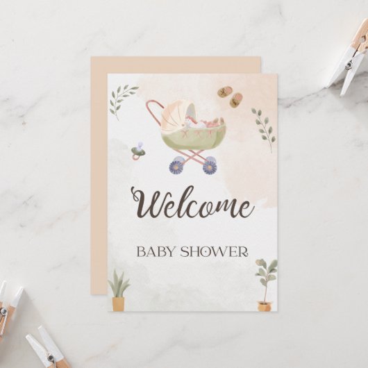 Invitation Collection de Baby Shower Douces Débuts (Devant/Arrière en situation)