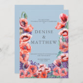 Invitation Collection de coquelicots avec fond bleu Omphalode (Devant / Derrière)