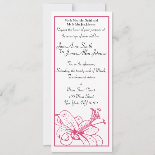 Invitation Collection de mariage de lis et de lanterne, (Devant)