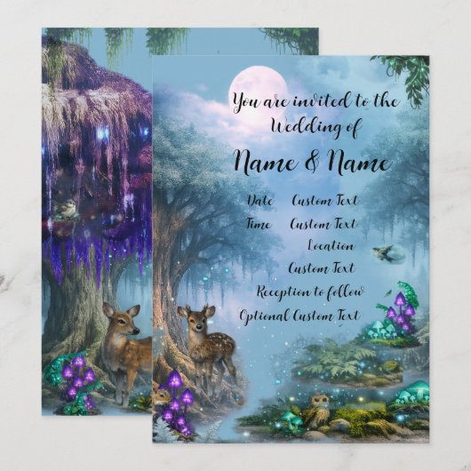 Invitation Collection de mariage Élégance Bioluminescente (Devant / Derrière)