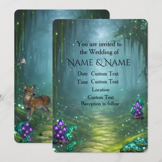 Invitation Collection de mariage Élégance Bioluminescente (Devant / Derrière)