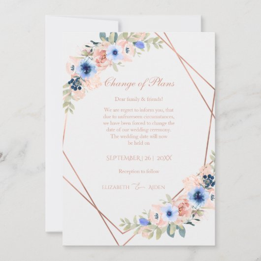 Invitation Collection de mariage élégante pêche bleue (Devant)