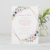 Invitation Collection de mariage élégante pêche bleue (Debout devant)