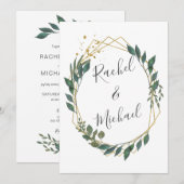 Invitation Collection de mariage eucalyptus aux bordures doré (Devant / Derrière)