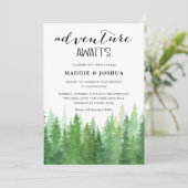 Invitation Collection de mariage forêt de pins à l'aquarelle (Debout devant)