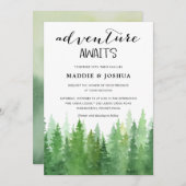 Invitation Collection de mariage forêt de pins à l'aquarelle (Devant / Derrière)