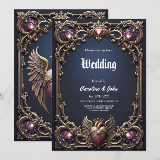 Invitation Collection de mariage gothique victorien (Devant / Derrière)