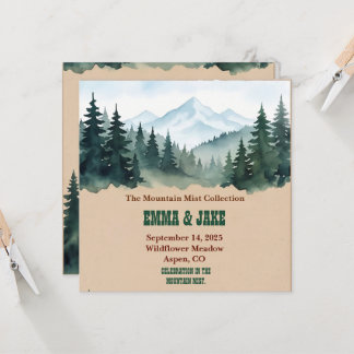 Invitation Collection de mariage Rustique Kraft Forêt de Pins