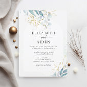 Invitation Collection de Mariages Bleu Or (Imiter) Blanc