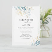 Invitation Collection de Mariages Bleu Or (Imiter) Blanc (Debout devant)