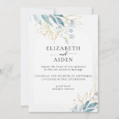 Invitation Collection de Mariages Bleu Or (Imiter) Blanc (Devant)