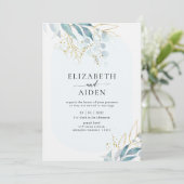 Invitation Collection de Mariages Bleu Or (Imiter) Blanc (Debout devant)