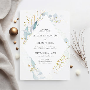 Invitation Collection de Mariages couleur or bleu (Imiter)