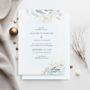 Invitation Collection de Mariages couleur or bleu (Imiter)