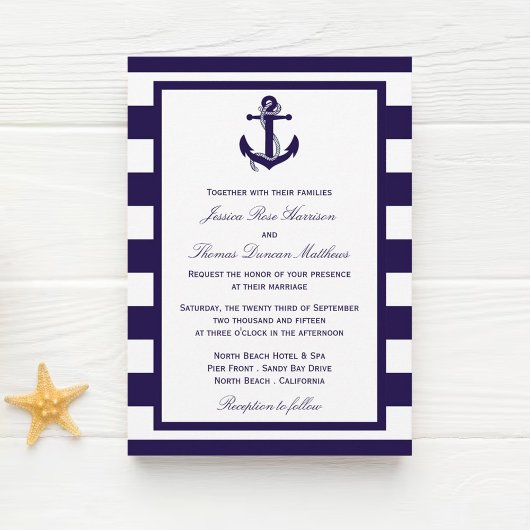 Invitation Collection de Mariages de la marine d'Ancres nauti