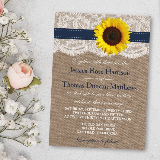 Invitation Collection de Mariages de tournesol rustique - Mar