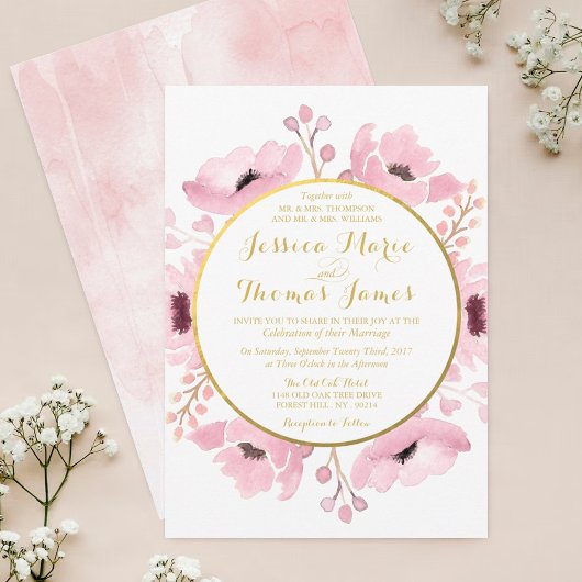 Invitation Collection de Mariages floraux rose-printemps