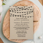 Invitation Collection de Mariages Rustic Kraft<br><div class="desc">Simple mais élégant, les lampes à cordes de la collection rustique Kraft mariage est un design étonnant avec de belles lumières à cordes noires accrochées sur du papier Kraft réel, qui est parfait pour toute célébration mariage rustique. Ces invitations peuvent être personnalisées pour votre occasion spéciale et feraient le faire-part...</div>